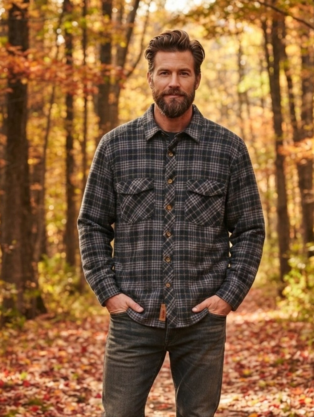 Levi Strauss & Co. Quilted Lined Plaid Flannel Shirt Jacket Gray Black Men's L